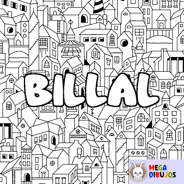Coloraci&oacute;n del nombre BILLAL - decorado ciudad
