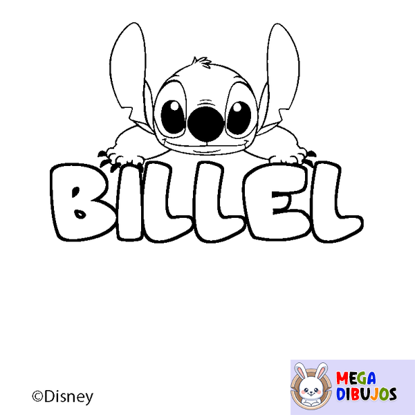 Coloraci&oacute;n del nombre BILLEL - decorado Stitch