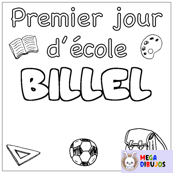 Coloraci&oacute;n del nombre BILLEL - decorado primer d&iacute;a de escuela