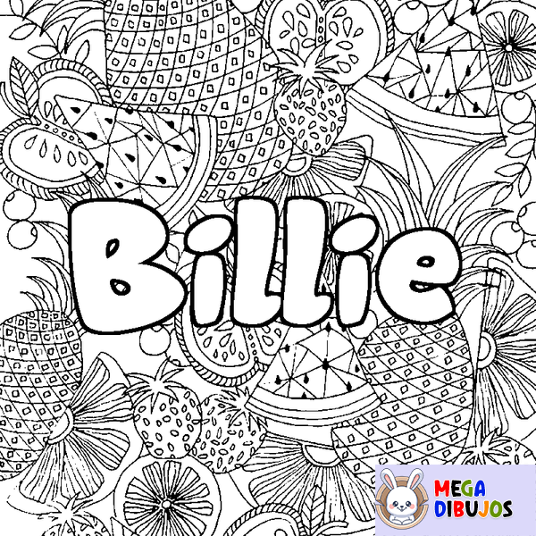 Coloraci&oacute;n del nombre Billie - decorado mandala de frutas