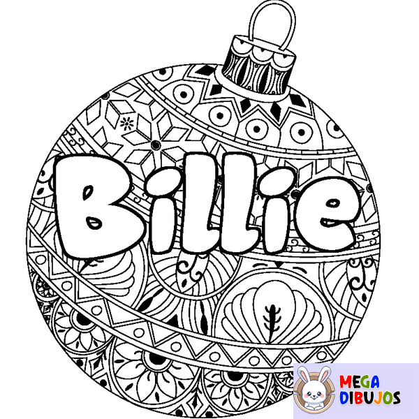 Coloraci&oacute;n del nombre Billie - decorado bola de Navidad