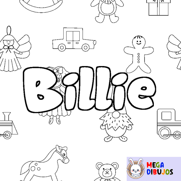 Coloraci&oacute;n del nombre Billie - decorado juguetes