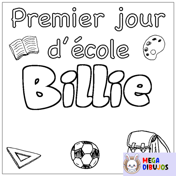 Coloraci&oacute;n del nombre Billie - decorado primer d&iacute;a de escuela