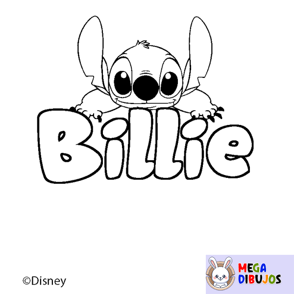 Coloraci&oacute;n del nombre Billie - decorado Stitch