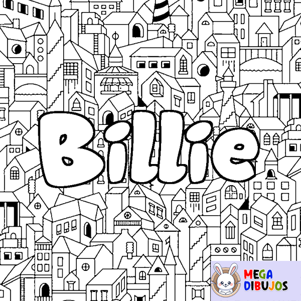 Coloraci&oacute;n del nombre Billie - decorado ciudad