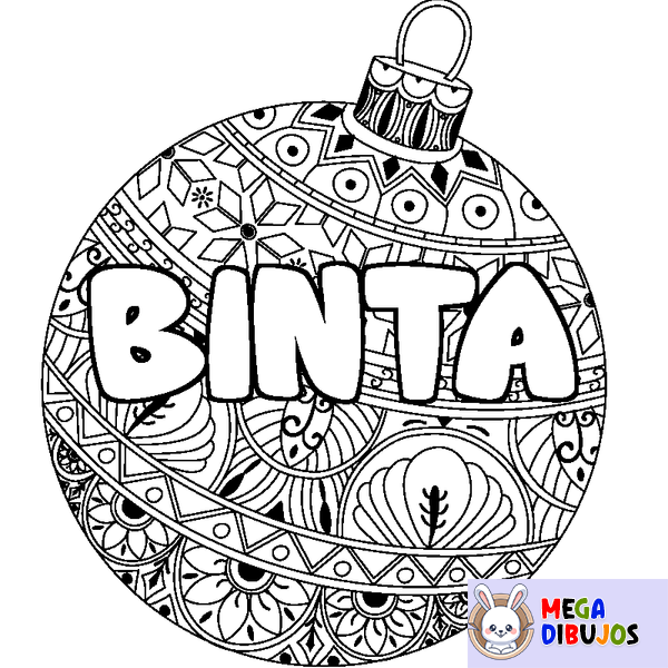 Coloraci&oacute;n del nombre BINTA - decorado bola de Navidad