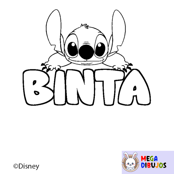 Coloraci&oacute;n del nombre BINTA - decorado Stitch
