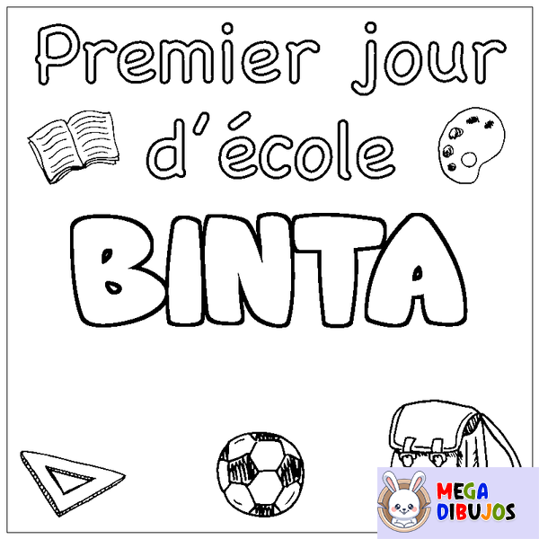 Coloraci&oacute;n del nombre BINTA - decorado primer d&iacute;a de escuela