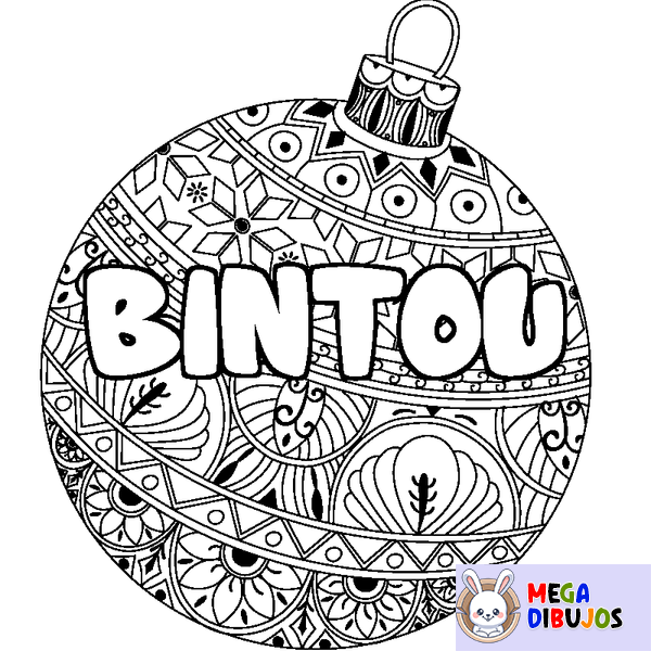 Coloraci&oacute;n del nombre BINTOU - decorado bola de Navidad