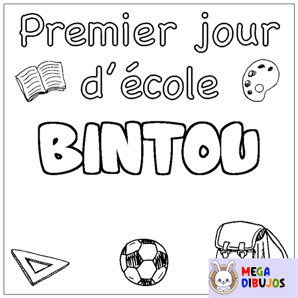 Coloraci&oacute;n del nombre BINTOU - decorado primer d&iacute;a de escuela