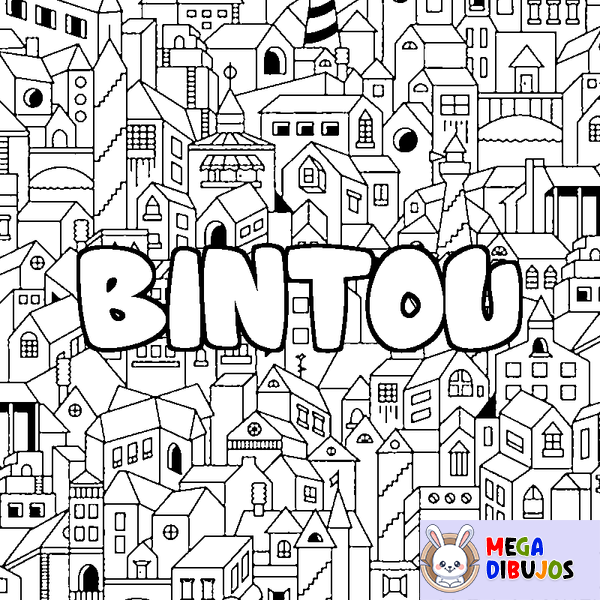 Coloraci&oacute;n del nombre BINTOU - decorado ciudad
