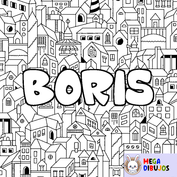 Coloraci&oacute;n del nombre BORIS - decorado ciudad