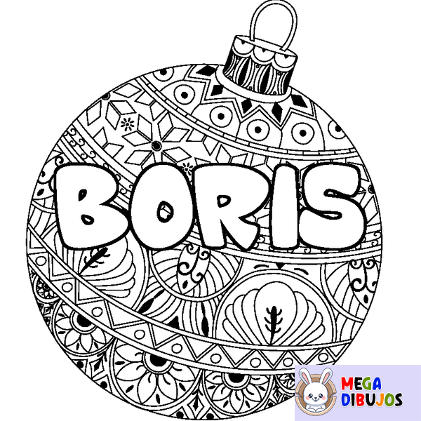Coloraci&oacute;n del nombre BORIS - decorado bola de Navidad