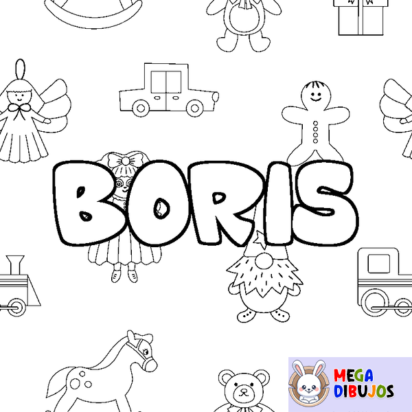Coloraci&oacute;n del nombre BORIS - decorado juguetes