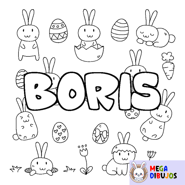 Coloraci&oacute;n del nombre BORIS - decorado Pascua