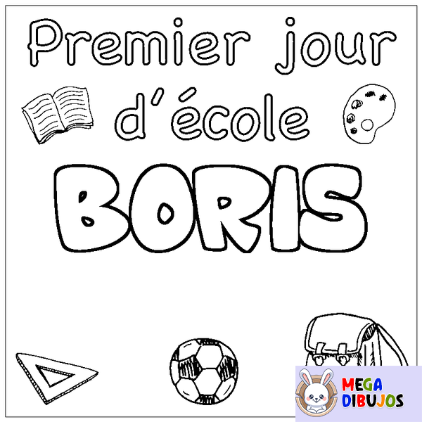 Coloraci&oacute;n del nombre BORIS - decorado primer d&iacute;a de escuela