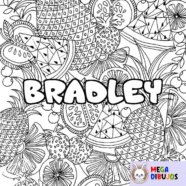 Coloraci&oacute;n del nombre BRADLEY - decorado mandala de frutas