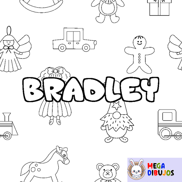 Coloraci&oacute;n del nombre BRADLEY - decorado juguetes