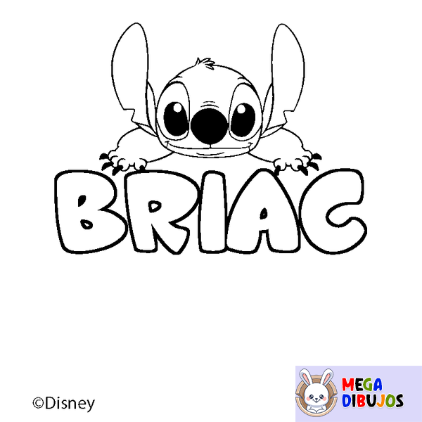 Coloraci&oacute;n del nombre BRIAC - decorado Stitch