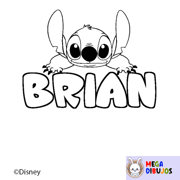 Coloraci&oacute;n del nombre BRIAN - decorado Stitch