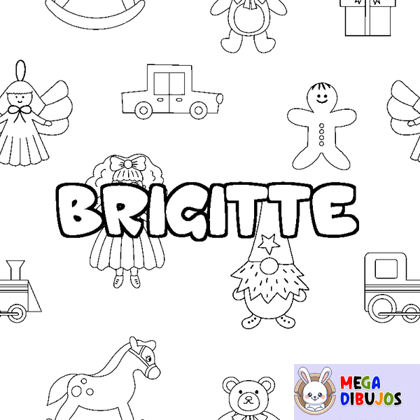 Coloraci&oacute;n del nombre BRIGITTE - decorado juguetes