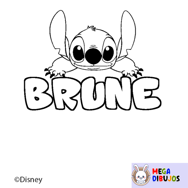 Coloraci&oacute;n del nombre BRUNE - decorado Stitch