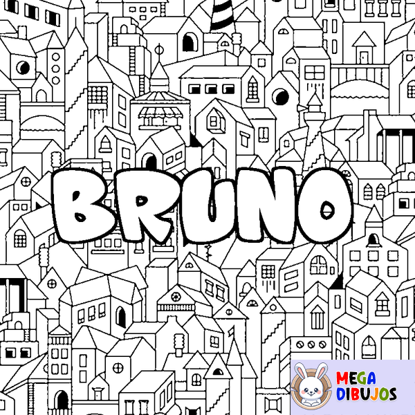 Coloraci&oacute;n del nombre BRUNO - decorado ciudad