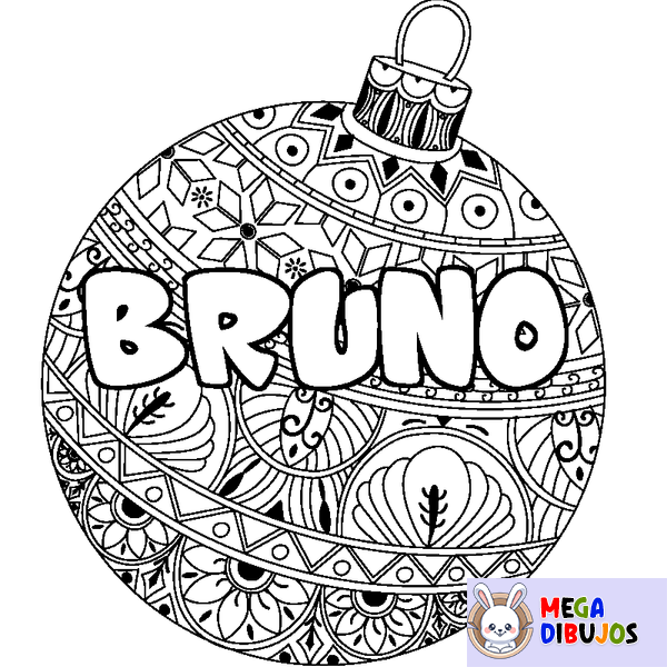 Coloraci&oacute;n del nombre BRUNO - decorado bola de Navidad