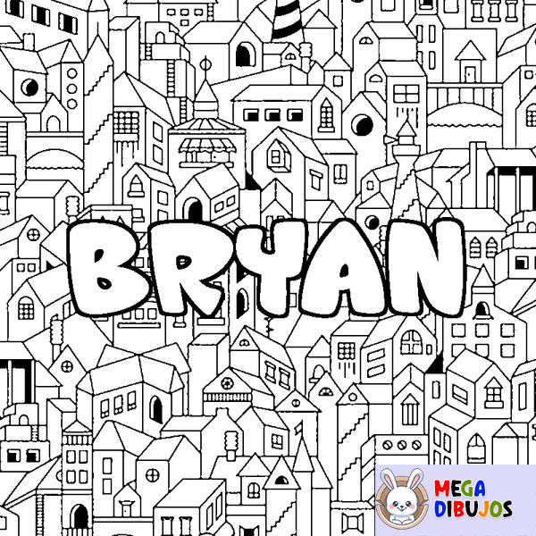 Coloraci&oacute;n del nombre BRYAN - decorado ciudad