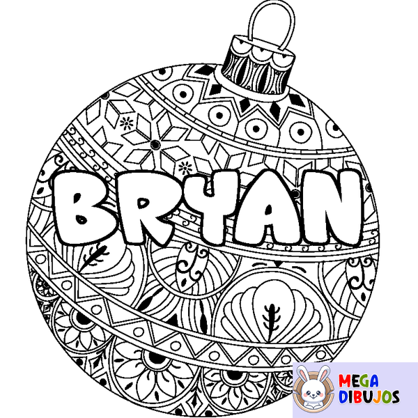 Coloraci&oacute;n del nombre BRYAN - decorado bola de Navidad