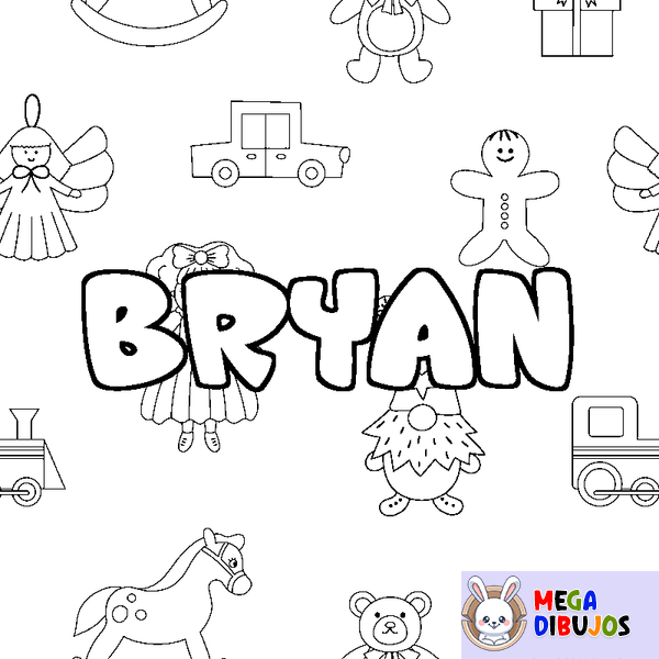 Coloraci&oacute;n del nombre BRYAN - decorado juguetes
