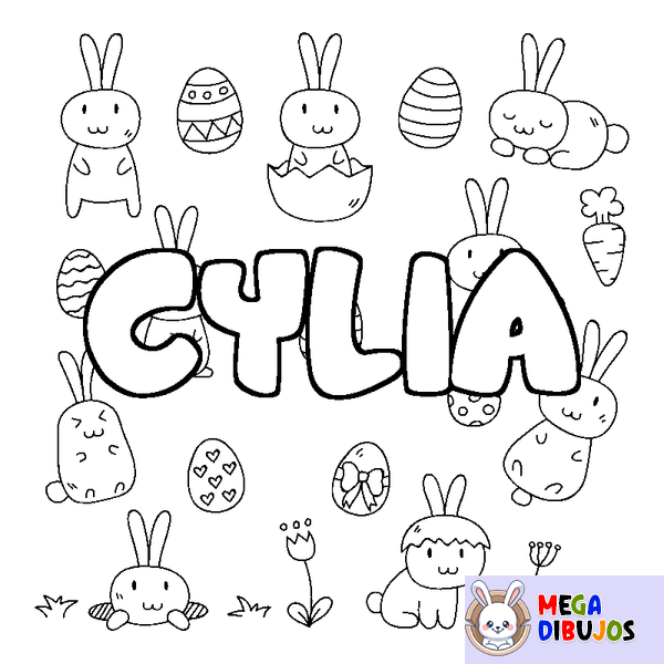 Coloraci&oacute;n del nombre CYLIA - decorado Pascua
