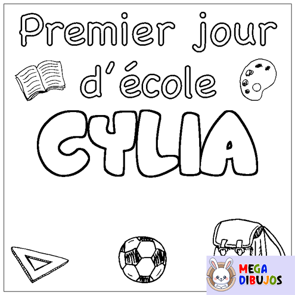 Coloraci&oacute;n del nombre CYLIA - decorado primer d&iacute;a de escuela