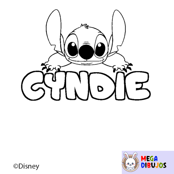 Coloraci&oacute;n del nombre CYNDIE - decorado Stitch