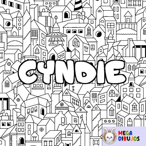 Coloraci&oacute;n del nombre CYNDIE - decorado ciudad