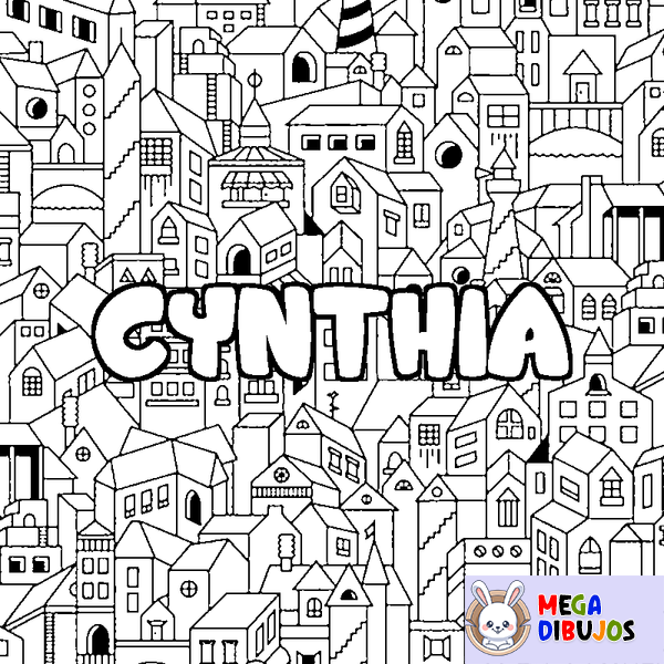 Coloraci&oacute;n del nombre CYNTHIA - decorado ciudad