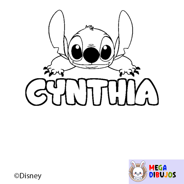 Coloraci&oacute;n del nombre CYNTHIA - decorado Stitch