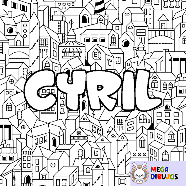 Coloraci&oacute;n del nombre CYRIL - decorado ciudad