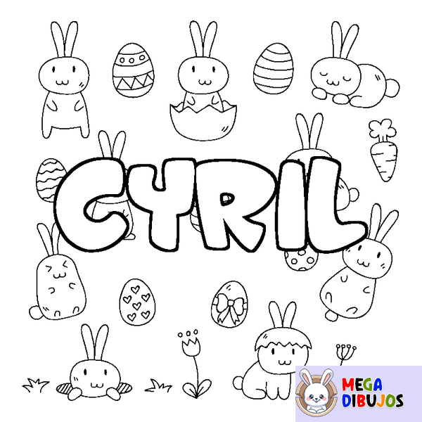 Coloraci&oacute;n del nombre CYRIL - decorado Pascua