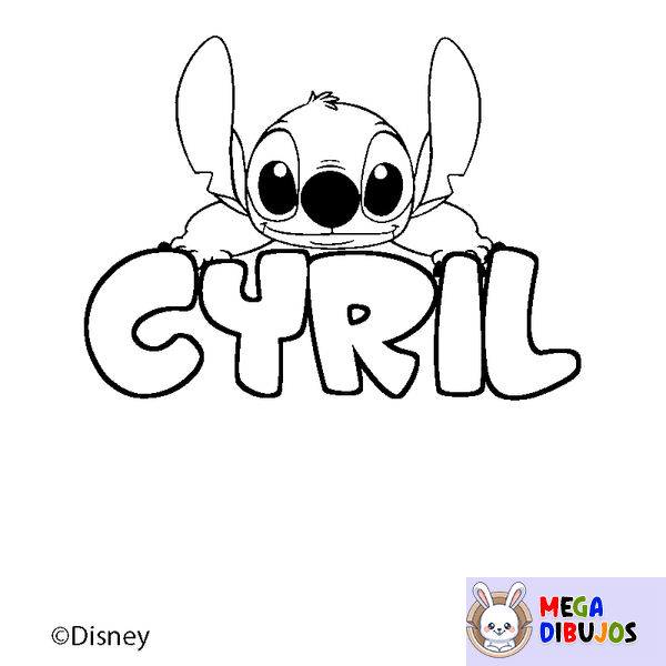 Coloraci&oacute;n del nombre CYRIL - decorado Stitch