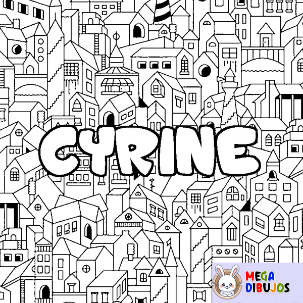 Coloraci&oacute;n del nombre CYRINE - decorado ciudad