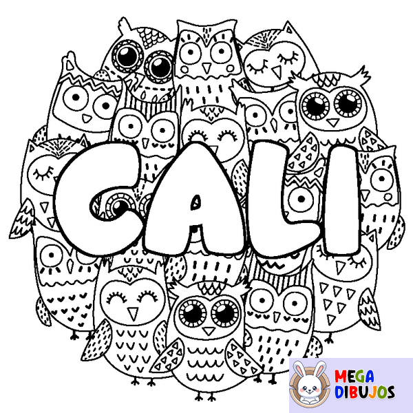 Coloraci&oacute;n del nombre CALI - decorado b&uacute;hos
