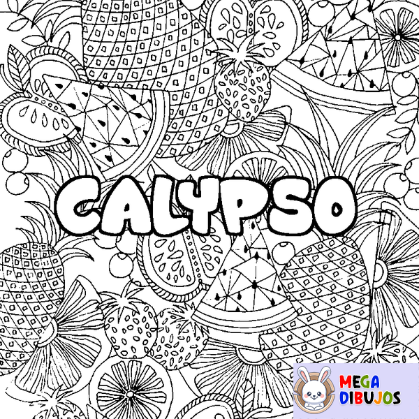 Coloraci&oacute;n del nombre CALYPSO - decorado mandala de frutas