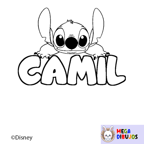 Coloraci&oacute;n del nombre CAMIL - decorado Stitch