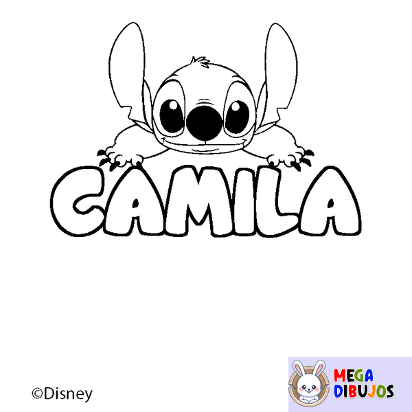 Coloraci&oacute;n del nombre CAMILA - decorado Stitch