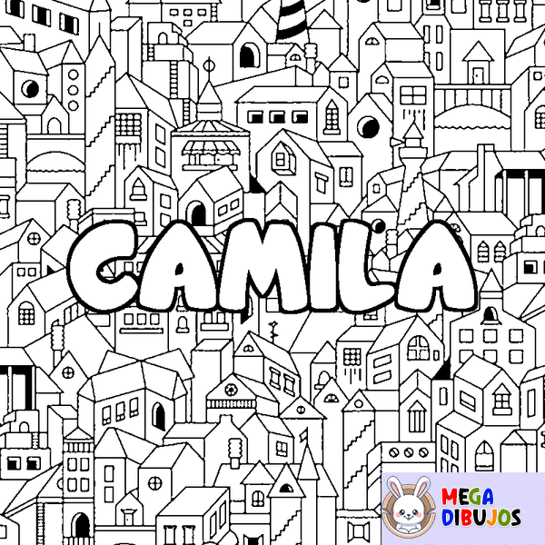 Coloraci&oacute;n del nombre CAMILA - decorado ciudad