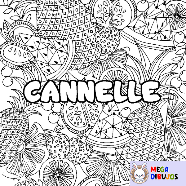 Coloraci&oacute;n del nombre CANNELLE - decorado mandala de frutas