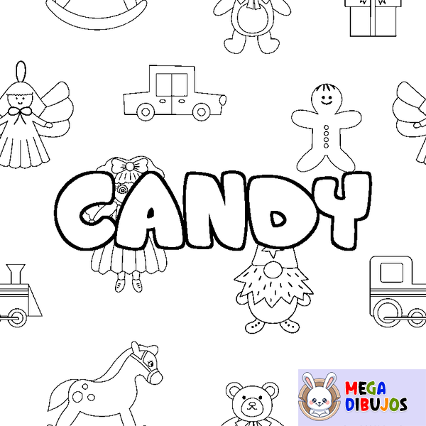 Coloraci&oacute;n del nombre CANDY - decorado juguetes