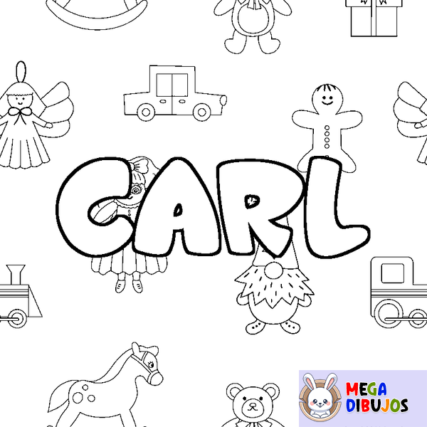 Coloraci&oacute;n del nombre CARL - decorado juguetes