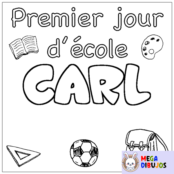 Coloraci&oacute;n del nombre CARL - decorado primer d&iacute;a de escuela